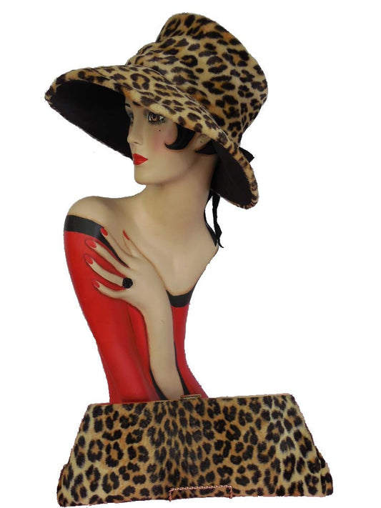 SOLD! 1960's Vintage Leopard Print Floppy Hat and Matching Clutch Purse