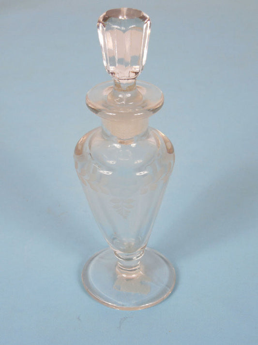 1920 to 1940 Art Deco Crystal Floral Design Perfume Bottle