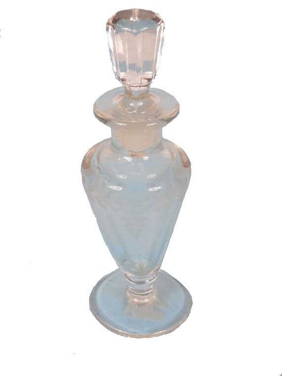 1920 to 1940 Art Deco Crystal Floral Design Perfume Bottle