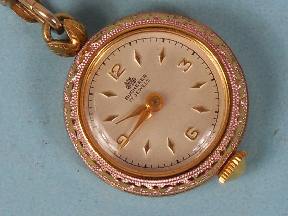 SOLD! Antique Estate Art Deco 1900 - 1930 Bucherer 17Jewels Enamel Lapel Watch