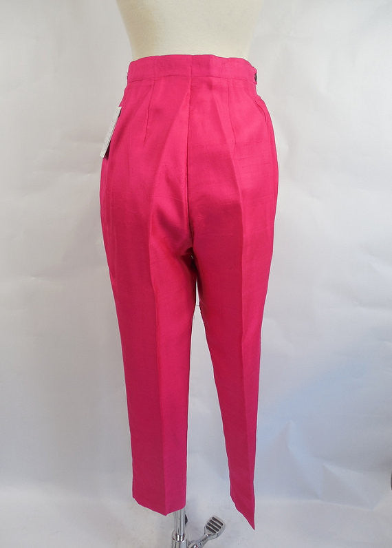 1960's/ 1950's Vintage Fuchsia Silk Capri Pants