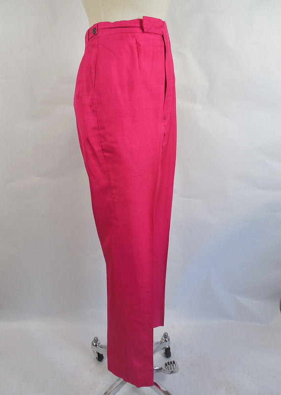 1960's/ 1950's Vintage Fuchsia Silk Capri Pants