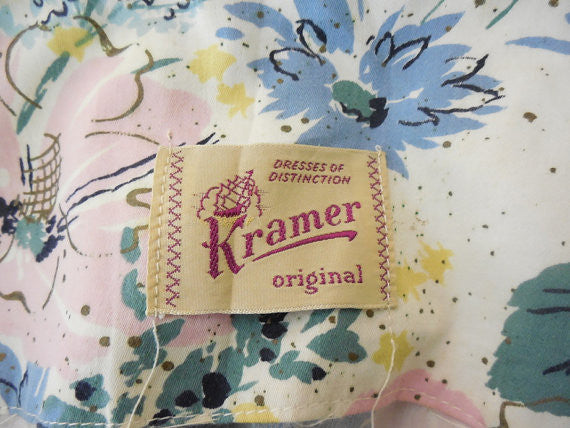 SOLD! 1950's Floral Cotton Kramer Original Dress