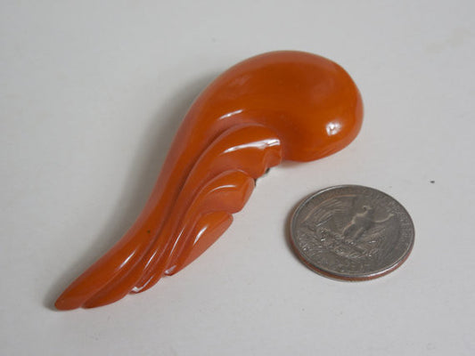 1930 1940 Carved Bakelite Butterscotch Dress Clip Mint Condition